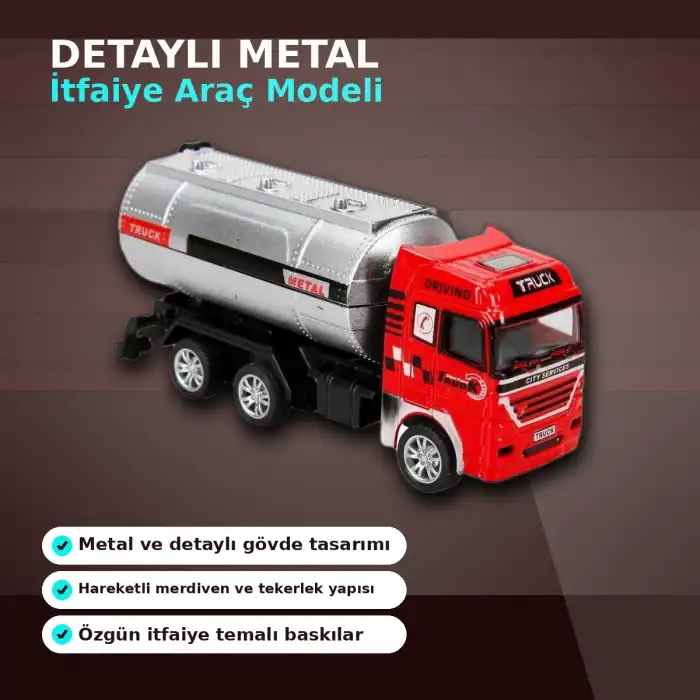 11,5 cm Die-Cast Metal Model Araç - Eco Lounge Serisi - İtfaiye, Tanker veya Kurtarıcı Seçeneği
