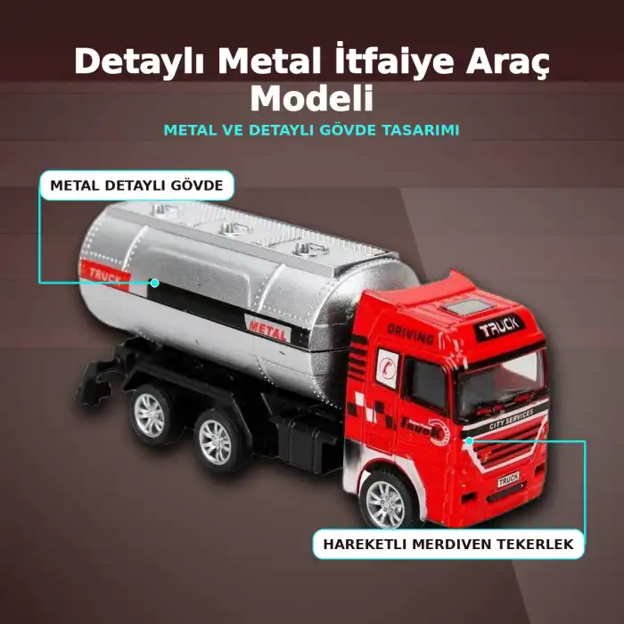 11,5 cm Die-Cast Metal Model Araç - Eco Lounge Serisi - İtfaiye, Tanker veya Kurtarıcı Seçeneği