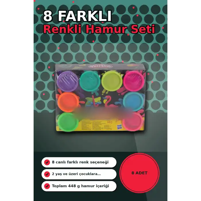 8 Adet 448 g Oyun Hamuru Seti, Neon veya Gökkuşağı Renk, 2+ Yaş Çocuk Modelleme BX-313371