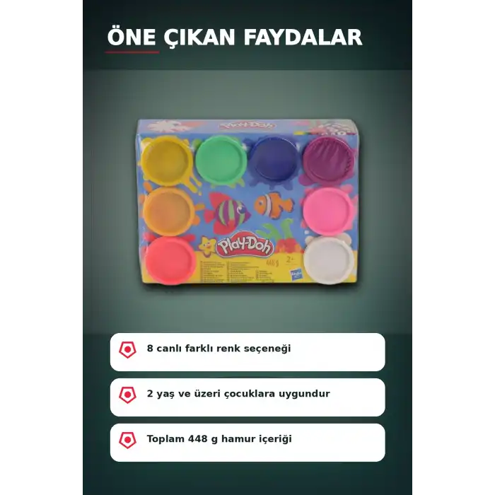 8 Adet 448 g Oyun Hamuru Seti, Neon veya Gökkuşağı Renk, 2+ Yaş Çocuk Modelleme BX-313371