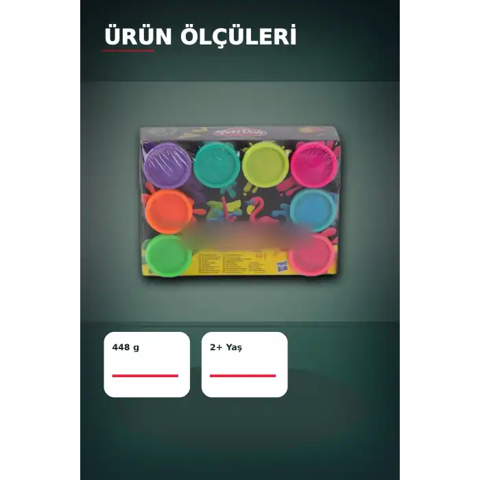 8 Adet 448 g Oyun Hamuru Seti, Neon veya Gökkuşağı Renk, 2+ Yaş Çocuk Modelleme BX-313371