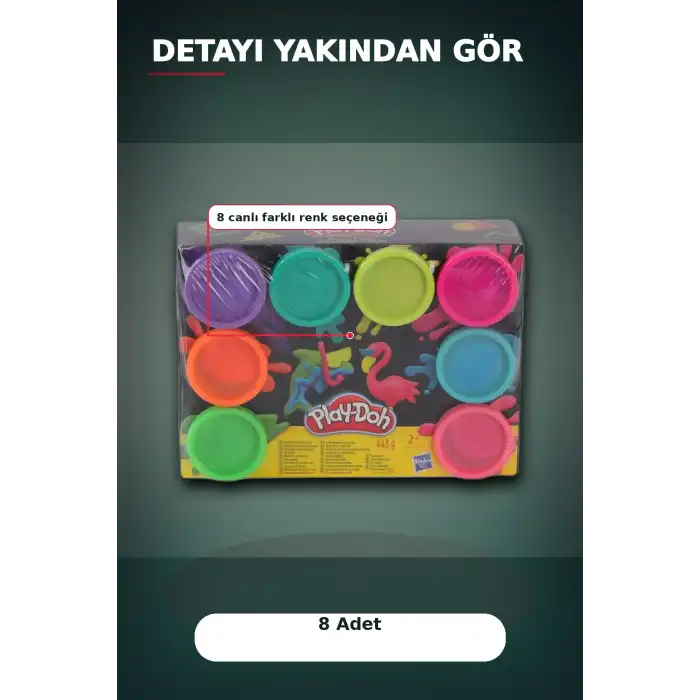 8 Adet 448 g Oyun Hamuru Seti, Neon veya Gökkuşağı Renk, 2+ Yaş Çocuk Modelleme BX-313371