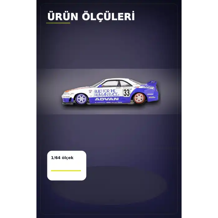 Özel Boya Kaplamalı 1/64 Ölçek Nissan Skyline GT-R R33 Diecast Model Araba BX-313372
