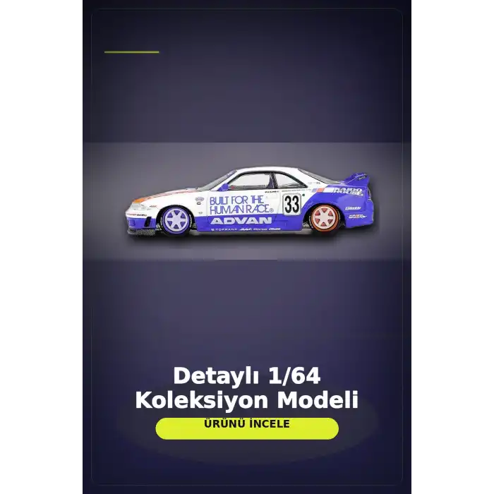 Özel Boya Kaplamalı 1/64 Ölçek Nissan Skyline GT-R R33 Diecast Model Araba BX-313372