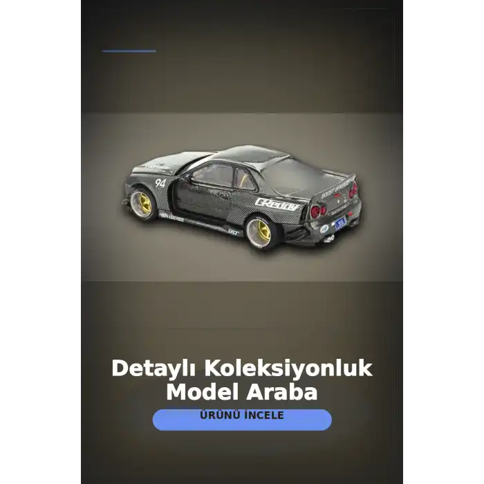 GReddy V2 1/64 Diecast Nissan Skyline GT-R R34 Kaido Works Model Araba, Koleksiyonluk BX-313373