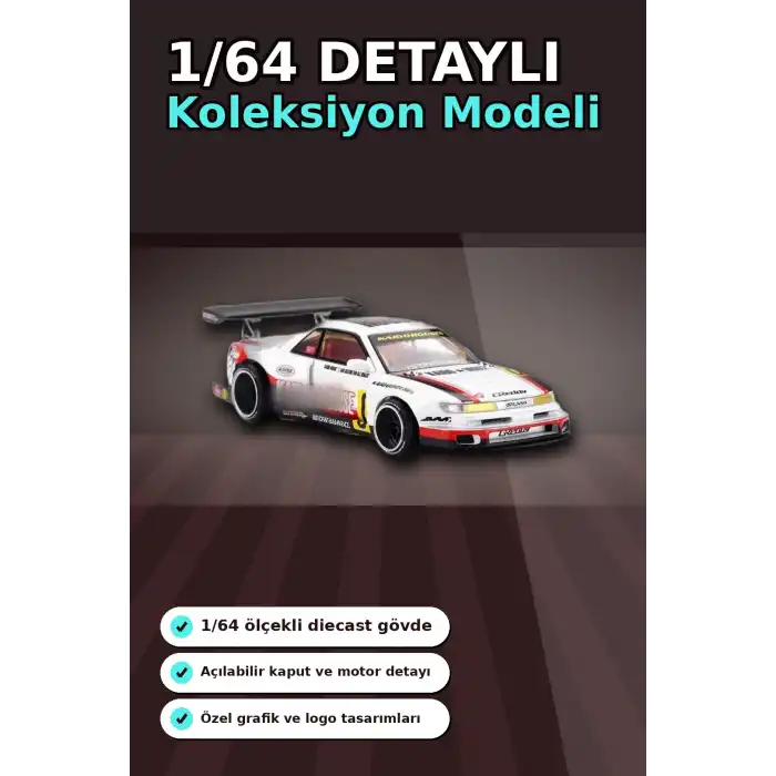 Kaido House 1/64 Diecast Nissan Silvia S13-R Circuit Spec V1 Metal Model Araba BX-313374