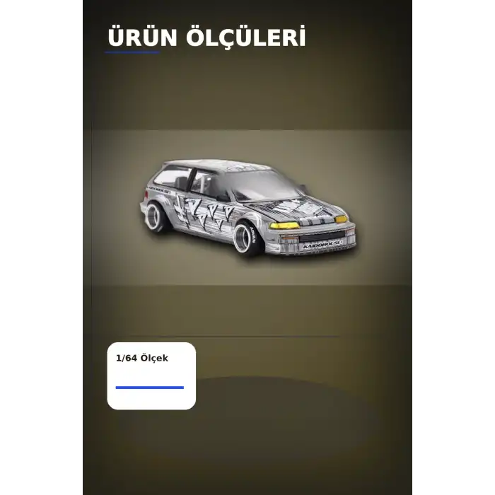Manga Desenli 1/64 Ölçek Diecast Honda Civic EF Model Araba - Tekli Rastgele Paket BX-313375