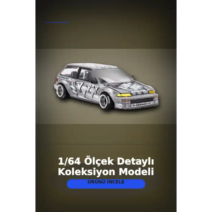 Manga Desenli 1/64 Ölçek Diecast Honda Civic EF Model Araba - Tekli Rastgele Paket BX-313375