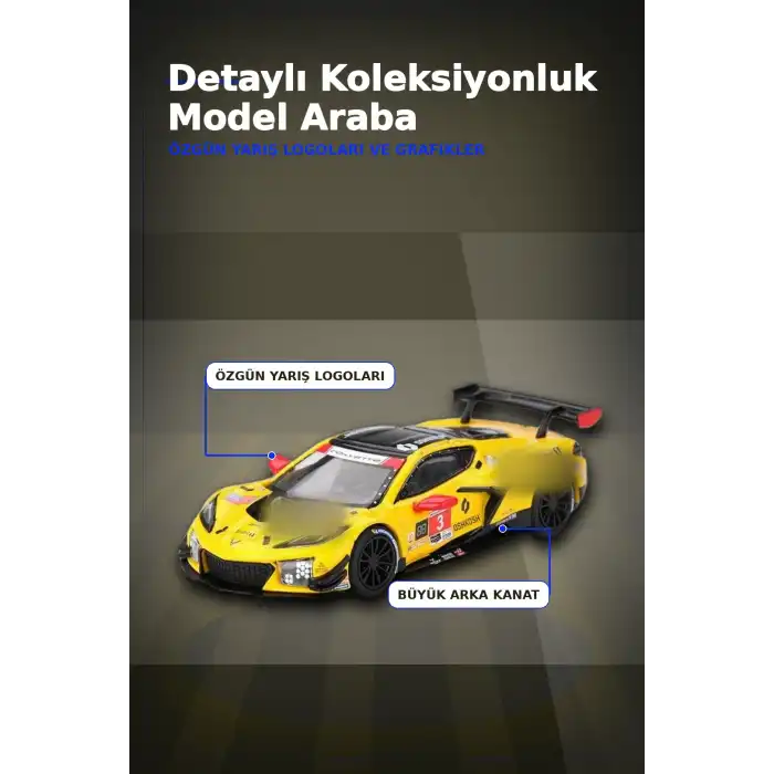 1/64 Chevrolet Corvette Z06 GT3 Yarış Arabası - 2025 IMSA Daytona Modeli BX-313376