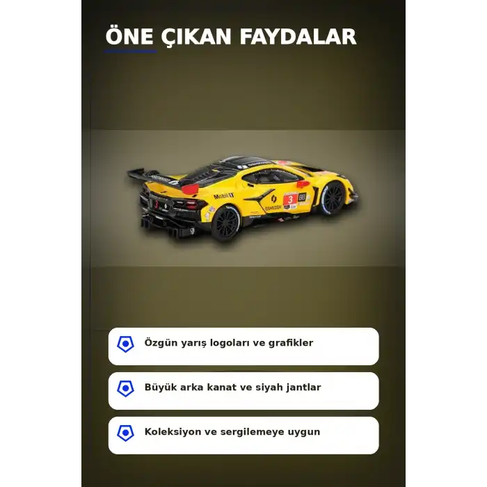 1/64 Chevrolet Corvette Z06 GT3 Yarış Arabası - 2025 IMSA Daytona Modeli BX-313376