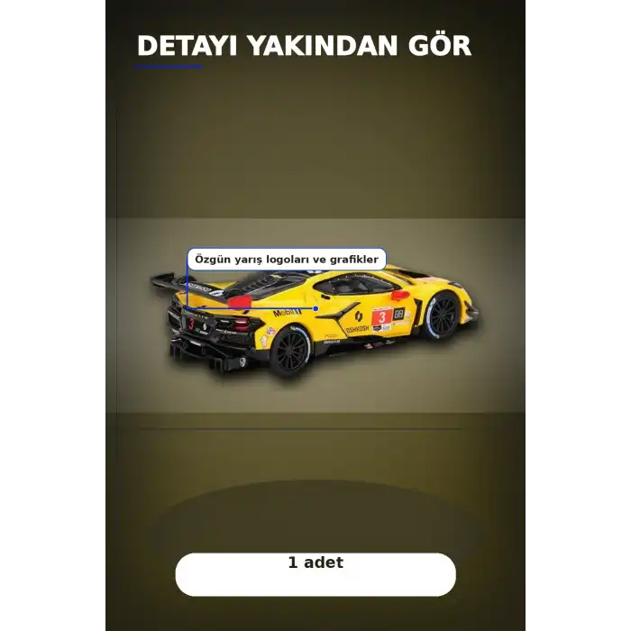 1/64 Chevrolet Corvette Z06 GT3 Yarış Arabası - 2025 IMSA Daytona Modeli BX-313376
