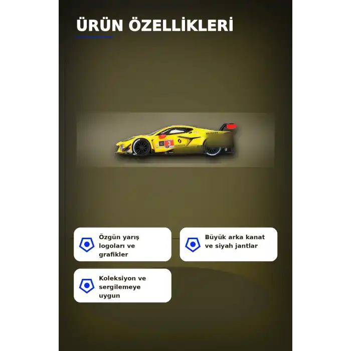 1/64 Chevrolet Corvette Z06 GT3 Yarış Arabası - 2025 IMSA Daytona Modeli BX-313376