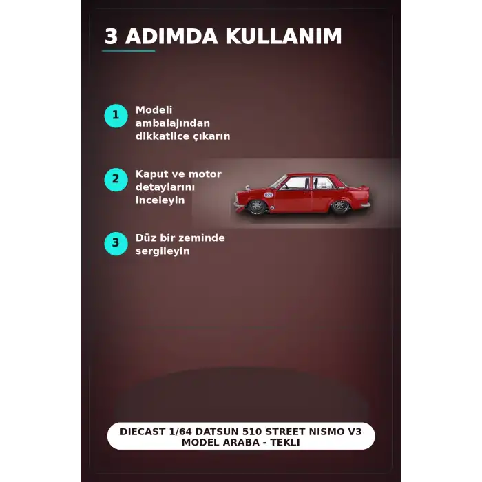 Diecast 1/64 Datsun 510 Street Nismo V3 Model Araba - Tekli Kutu, Koleksiyonluk BX-313377