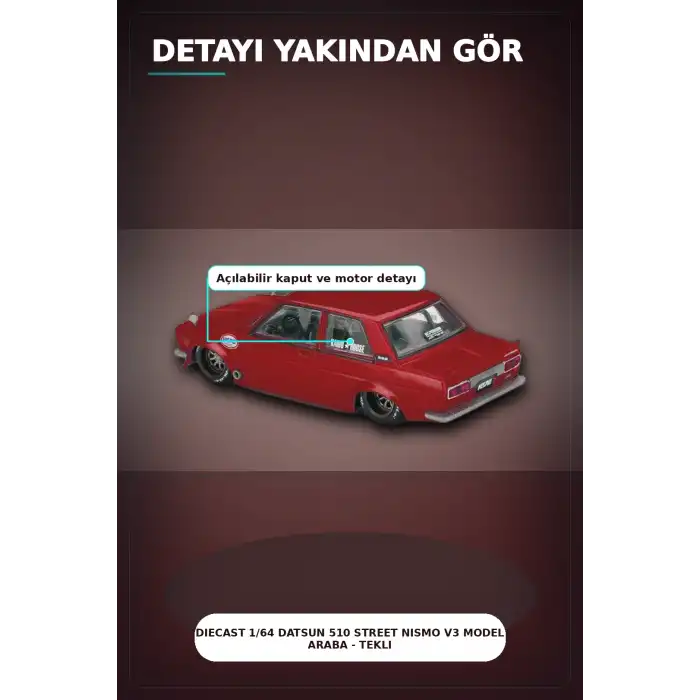 Diecast 1/64 Datsun 510 Street Nismo V3 Model Araba - Tekli Kutu, Koleksiyonluk BX-313377