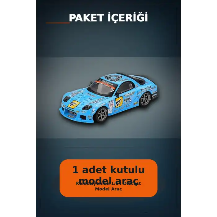 Detaylı 1/64 Ölçek Mazda RX-7 RE-Amemiya D1GP Model Araba - Koleksiyonluk Diecast Oyuncak BX-313378