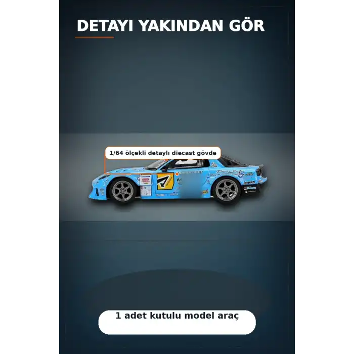Detaylı 1/64 Ölçek Mazda RX-7 RE-Amemiya D1GP Model Araba - Koleksiyonluk Diecast Oyuncak BX-313378