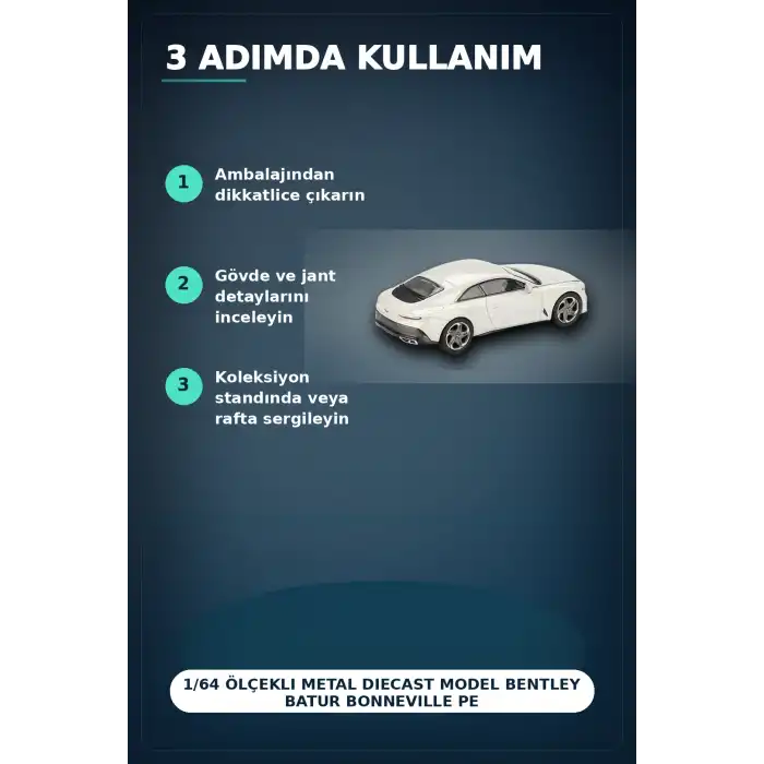 1/64 Ölçekli Metal Diecast Model Bentley Batur Bonneville Pearl Araba Koleksiyon BX-313379