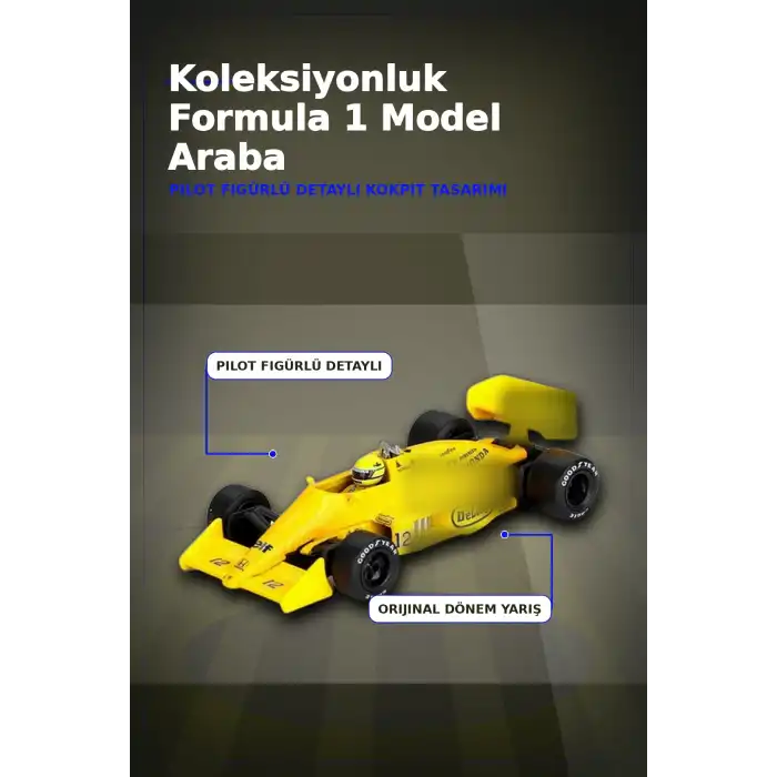 1987 Monaco GP Birincisi Ayrton Senna Lotus 99T #12 1/64 Olcekte Model Araba BX-313381