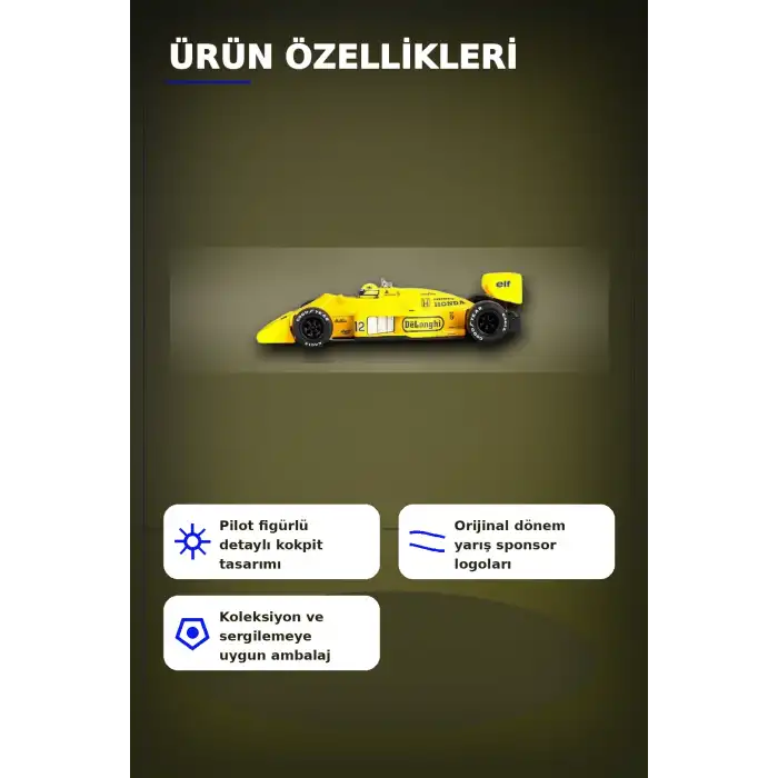 1987 Monaco GP Birincisi Ayrton Senna Lotus 99T #12 1/64 Olcekte Model Araba BX-313381