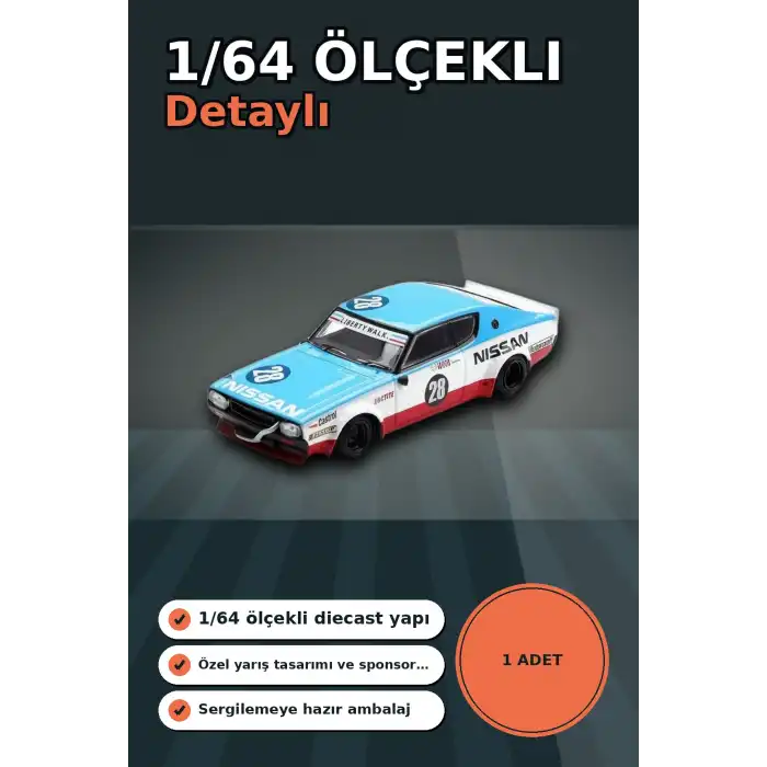 Detaylı 1/64 Diecast Nissan Skyline Kenmeri Liberty Walk Yarış Arabası Modeli BX-313382