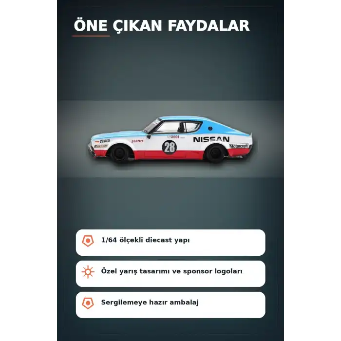 Detaylı 1/64 Diecast Nissan Skyline Kenmeri Liberty Walk Yarış Arabası Modeli BX-313382