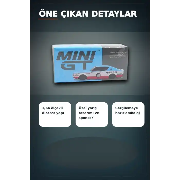 Detaylı 1/64 Diecast Nissan Skyline Kenmeri Liberty Walk Yarış Arabası Modeli BX-313382