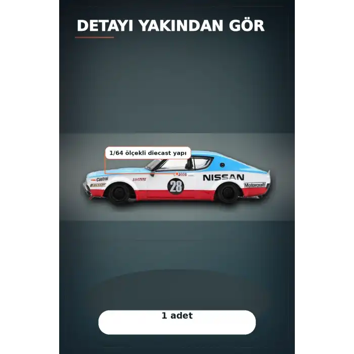 Detaylı 1/64 Diecast Nissan Skyline Kenmeri Liberty Walk Yarış Arabası Modeli BX-313382