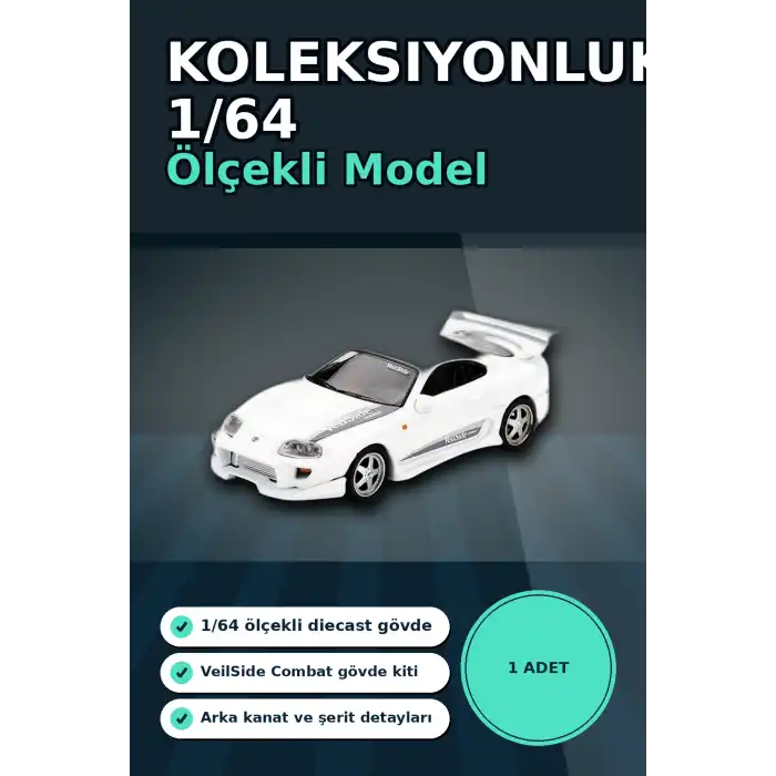 VeilSide Combat Beyaz 1/64 Diecast Toyota Supra Model Araba - Mini Koleksiyonluk BX-313383