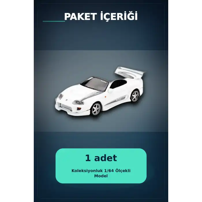VeilSide Combat Beyaz 1/64 Diecast Toyota Supra Model Araba - Mini Koleksiyonluk BX-313383