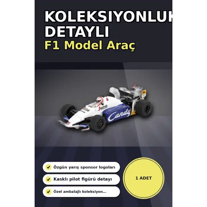 Diecast 1/64 Formula 1 Aracı Toleman TG184 Johnny Cecotto Monako 1984 Yarış Modeli Tekli BX-313384