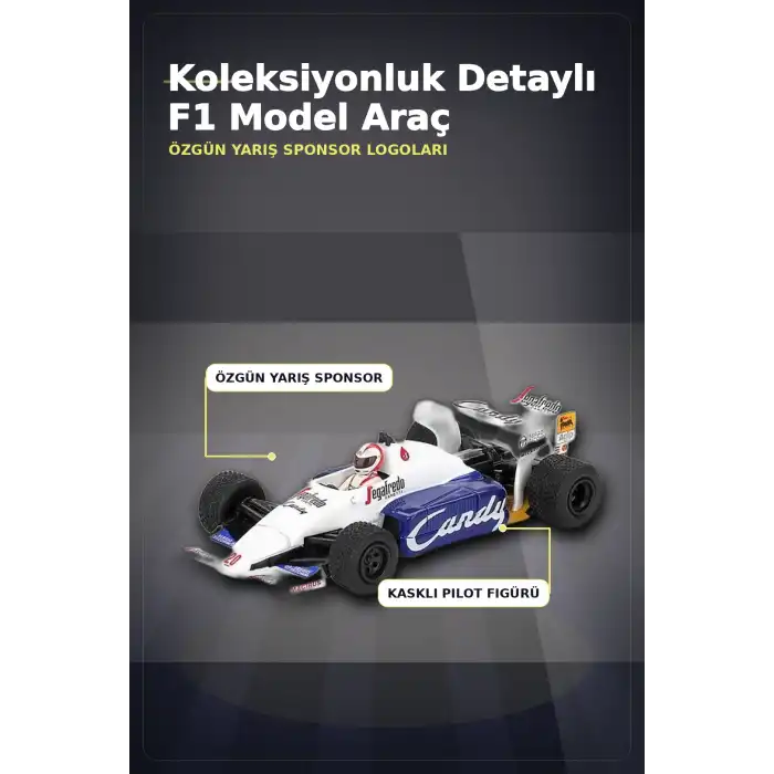 Diecast 1/64 Formula 1 Aracı Toleman TG184 Johnny Cecotto Monako 1984 Yarış Modeli Tekli BX-313384
