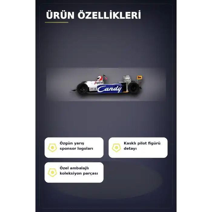 Diecast 1/64 Formula 1 Aracı Toleman TG184 Johnny Cecotto Monako 1984 Yarış Modeli Tekli BX-313384