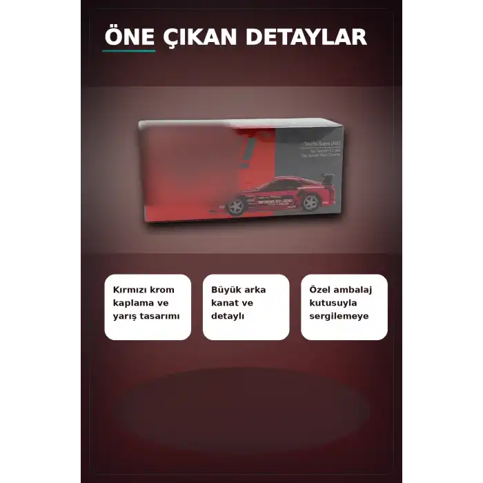 Diecast 1/64 Toyota Supra A80 Top Secret GT-300 Kırmızı Krom Model Araba BX-313385