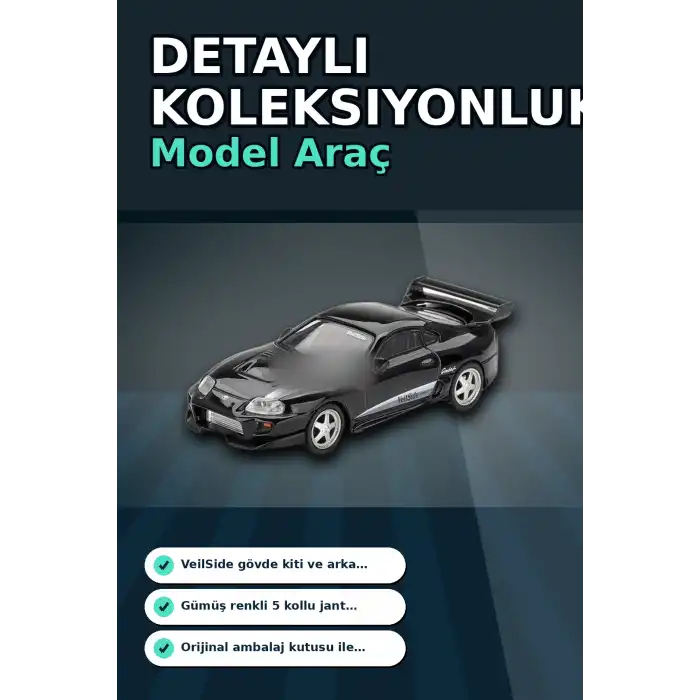 Siyah VeilSide Combat V-II 1/64 Diecast Toyota Supra Model Araba Tekli Koleksiyon BX-313386