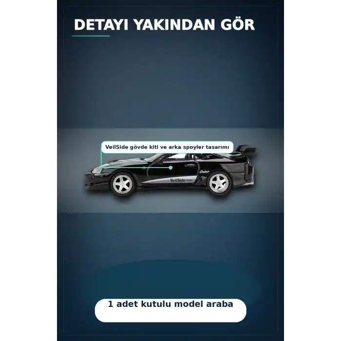 Siyah VeilSide Combat V-II 1/64 Diecast Toyota Supra Model Araba Tekli Koleksiyon BX-313386