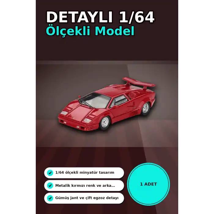 Kırmızı Metalik 1/64 Lamborghini Countach 25th Anniversary Model Araba BX-313387