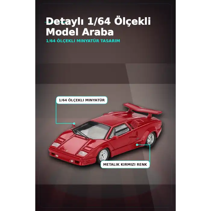Kırmızı Metalik 1/64 Lamborghini Countach 25th Anniversary Model Araba BX-313387