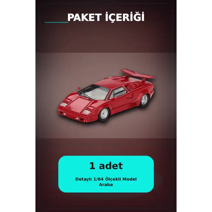 Kırmızı Metalik 1/64 Lamborghini Countach 25th Anniversary Model Araba BX-313387