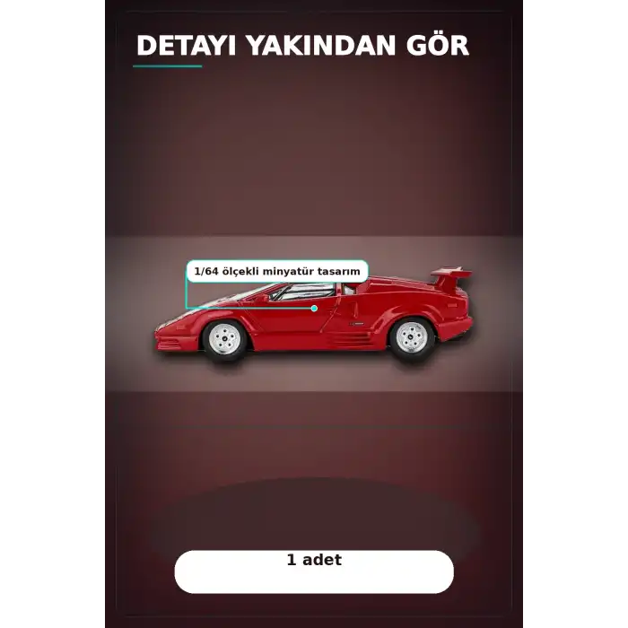 Kırmızı Metalik 1/64 Lamborghini Countach 25th Anniversary Model Araba BX-313387