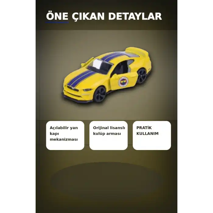 1 Adet Sarı-Lacivert 1:64 Die-Cast Metal Model Araba 7.5 cm Fenerbahçe Koleksiyon BX-313390