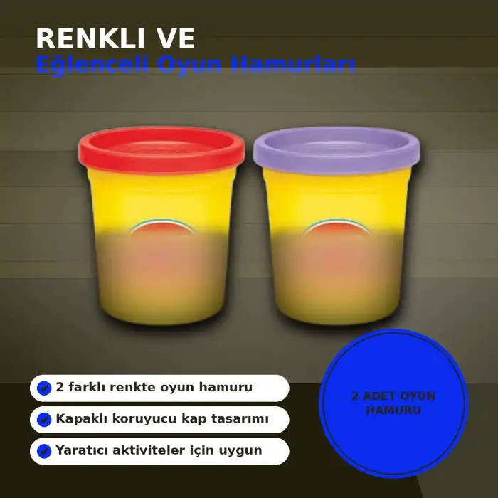 Yaratıcılığı Geliştiren 2li Oyun Hamuru Seti - Rastgele Renklerle 1 Paket