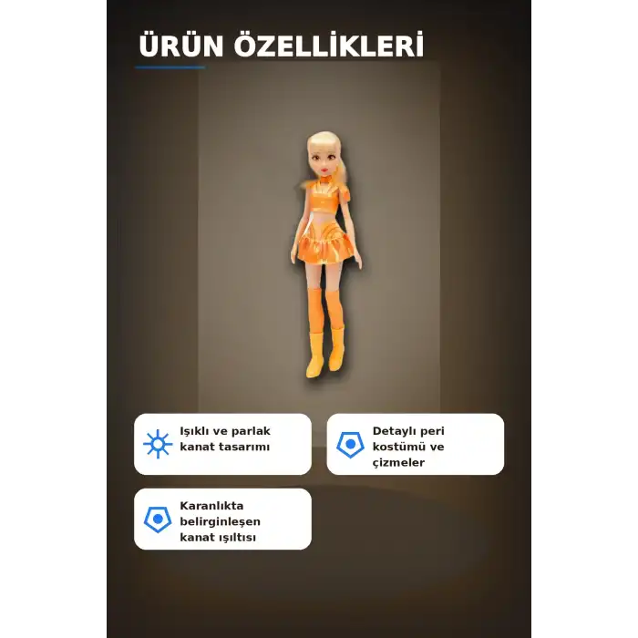 Işıklı Kanatlı 27 cm Winx Peri Figürü - Tekli Paket (Rastgele Model Gönderilir) BX-313392