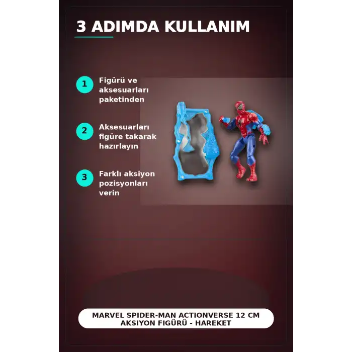 Marvel Spider-Man ActionVerse 12 cm Aksiyon Figürü - Hareketli Eklem ve Aksesuarlı Süper Kahraman Oyun Seti