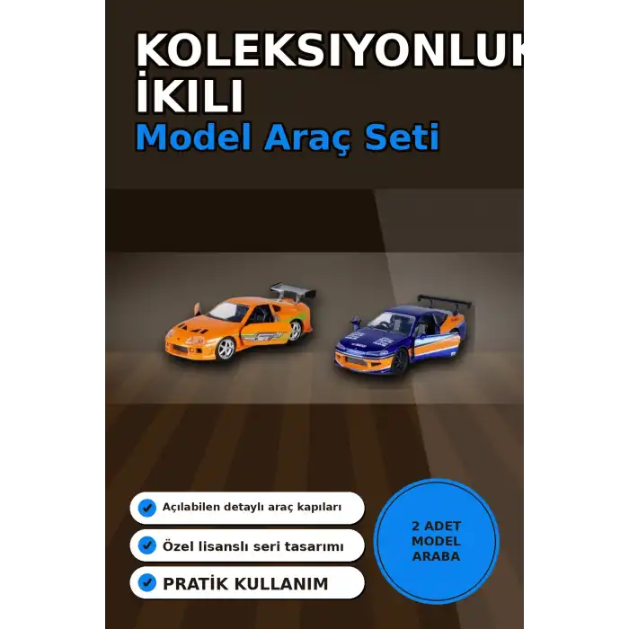 Die-Cast Metal 1:32 13 cm 2001 Nissan Silvia S15 ve Toyota Supra Araba Seti BX-313394