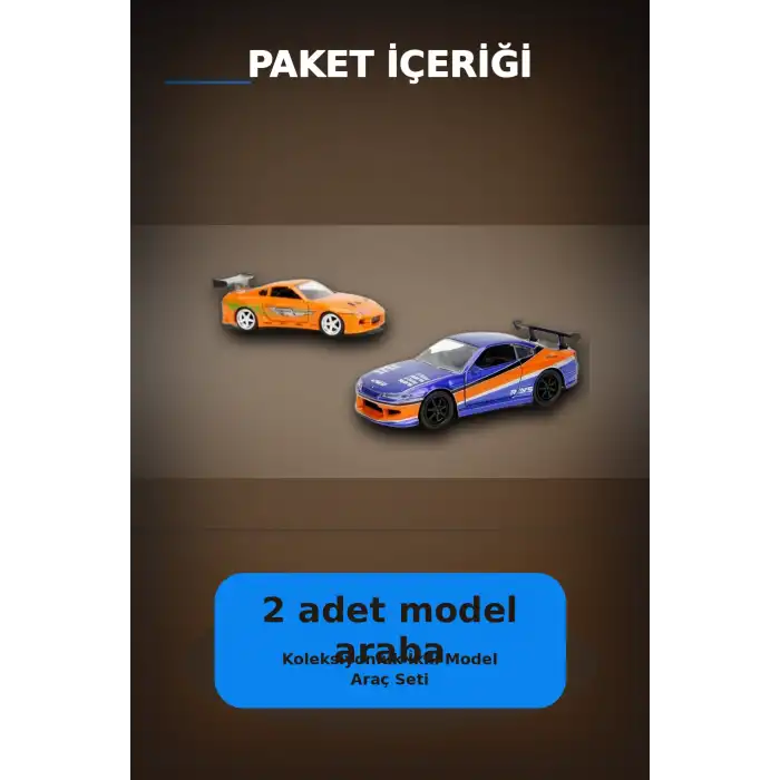 Die-Cast Metal 1:32 13 cm 2001 Nissan Silvia S15 ve Toyota Supra Araba Seti BX-313394