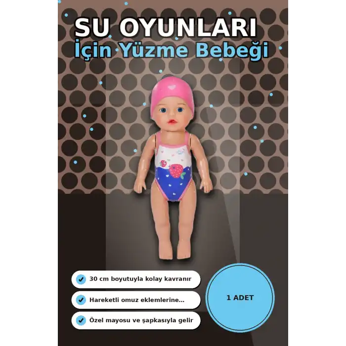 Pilsiz Çalışan Yüzen Oyuncak Bebek Lizzie 30 cm - Su Geçirmez Kız Çocuk Hediyesi BX-313396