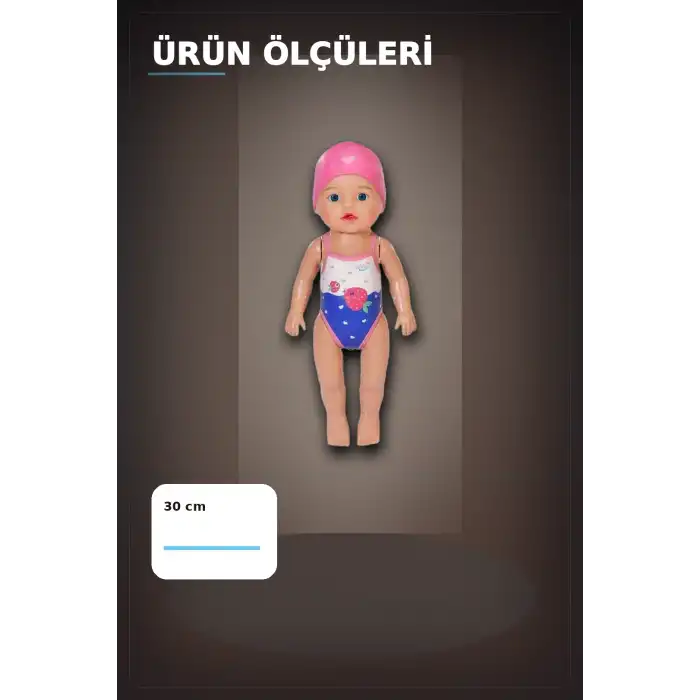 Pilsiz Çalışan Yüzen Oyuncak Bebek Lizzie 30 cm - Su Geçirmez Kız Çocuk Hediyesi BX-313396