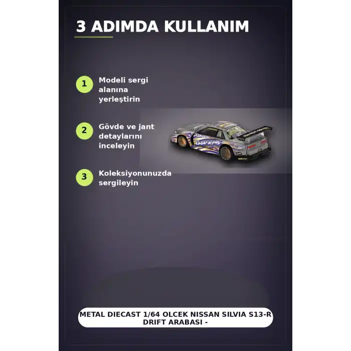 Metal Diecast 1/64 Olcek Nissan Silvia S13-R Drift Arabasi - Kaido House Koleksiyon Modeli BX-313398