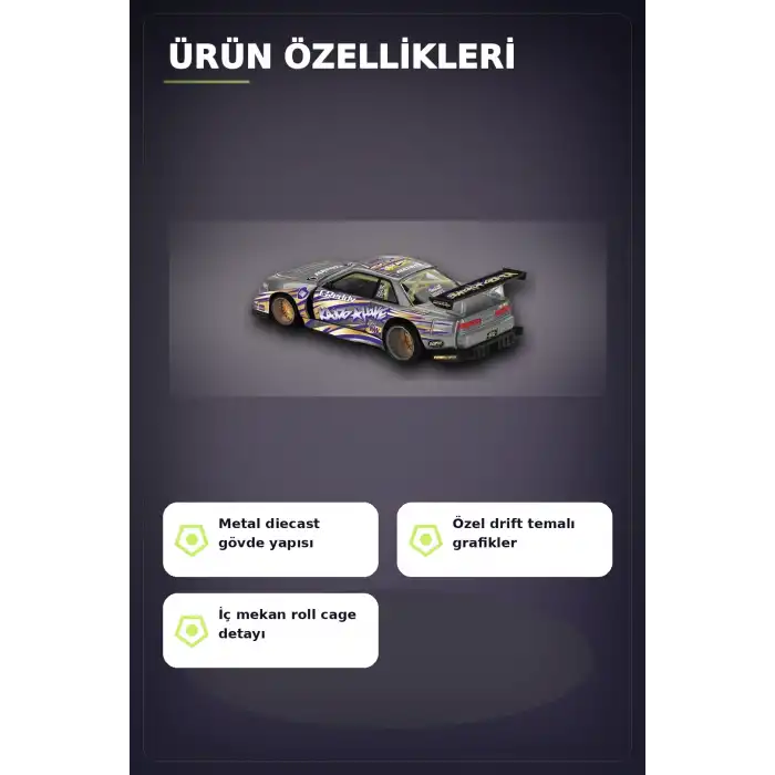 Metal Diecast 1/64 Olcek Nissan Silvia S13-R Drift Arabasi - Kaido House Koleksiyon Modeli BX-313398