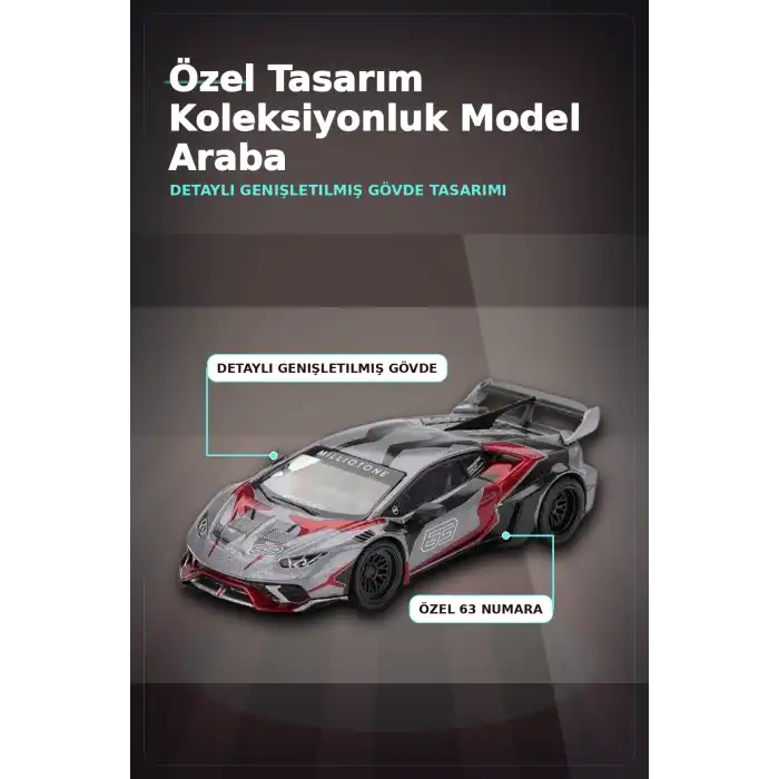 1/64 Metal Diecast LB Works Lamborghini Huracan GT Ronin - Tekli Koleksiyonluk Model Araba BX-313399